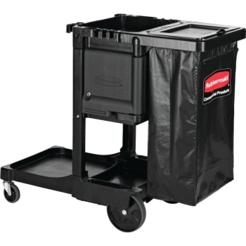 Image for Rubbermaid Traditional Janitor Cleaning Cart w/ 34 Gallon Vinyl Bag (Black) from HD Supply
