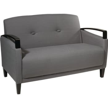 Office Star Products Main Street Love Seat, Woven Charcoal Fabric