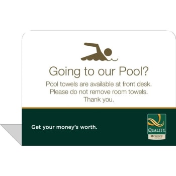 Image for Spindle Quality Inn "pool Towel At Front Desk" Easel, Package Of 50 from HD Supply