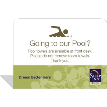 Image for Spindle Sleep Inn "Pool Towel At Front Desk" Easel, Package Of 50 from HD Supply