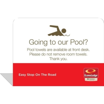 Image for Spindle Econolodge "Pool Towel At Front Desk" Easel, Package Of 50 from HD Supply