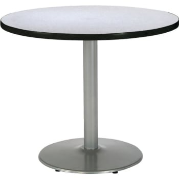 Image for KFI 36 Round Pedestal Table.  Gray Nebula HPL Top, Round Silver Steel Base from HD Supply