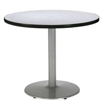 Image for KFI 42 Round Pedestal Table.  Gray Nebula HPL Top, Round Silver Steel Base from HD Supply
