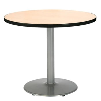Image for KFI 36 Round Pedestal Table.  Natural HPL Top, Round Silver Steel Base from HD Supply