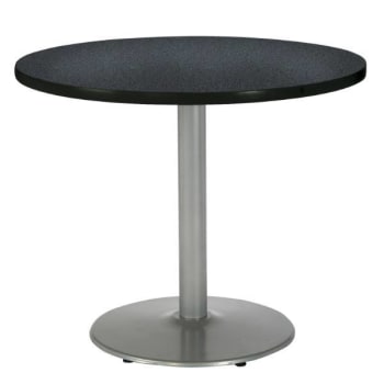 Image for KFI 30" Round Pedestal Table, Graphite Nebula HPL Top, Round Silver Steel Base from HD Supply