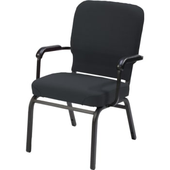 KFI Oversized Stack Chair With Arms, Holds 500 Lb, Black Vinyl