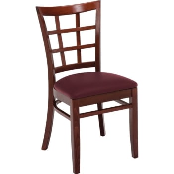 KFI Seating Solid Wood Chair, Mahogany, Burgundy Vinyl Seat