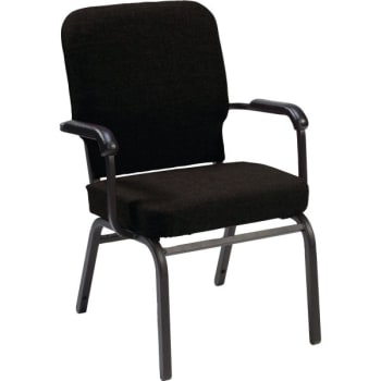 KFI Oversized Stacking Chair W/Arms Extra Wide Holds 500 Pounds W/Black Fabric