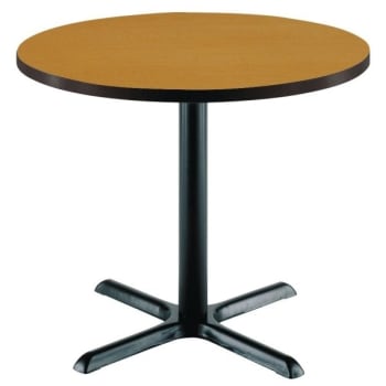 Image for KFI 42" Round Pedestal Table Medium Oak High Pressure Laminate Top, Iron Base from HD Supply