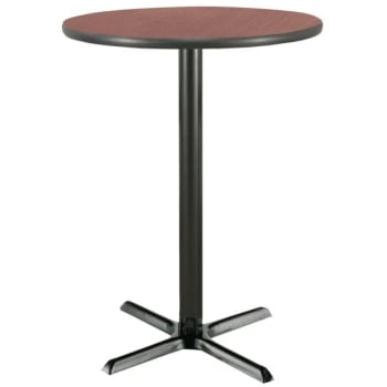 Kfi 42" Round Bar Height Pedestal Table W/mahogany Laminate Top, Cast Iron Base