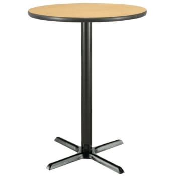 Kfi 30" Round Bar Height Pedestal Table W/natural Laminate Top, Cast Iron Base