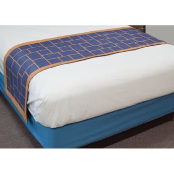 Image for Days Inn Queen Block Bed Scarf (Blue/Yellow) (24-Case) from HD Supply
