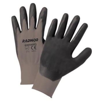 Radnor Large Gray/Black Nitrile Palm Coated Glove With Knit Wrist Cuff, 10 Pair