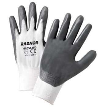 Image for Radnor Large Gray/White Nitrile Coated Nylon Glove W/ Knit Wrist Cuff, 10 Pair from HD Supply