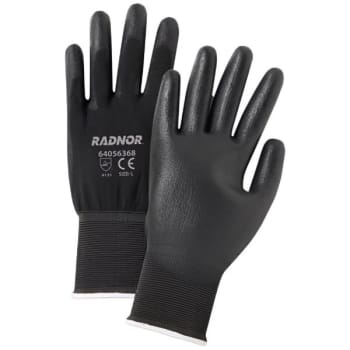 Radnor Large Black Polyurethane Palm Coated Glove With Knit Wrist Cuff, 10 Pair