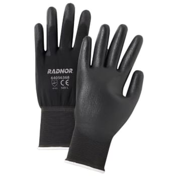 Radnor X-Large Black Polyurethane Palm Coated Glove W/ Knit Wrist Cuff, 10 Pair