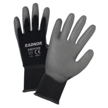 Radnor Small Black/Gray Polyurethane Palm Coated Glove W/ Knit Wrist Cuff 6 Pair