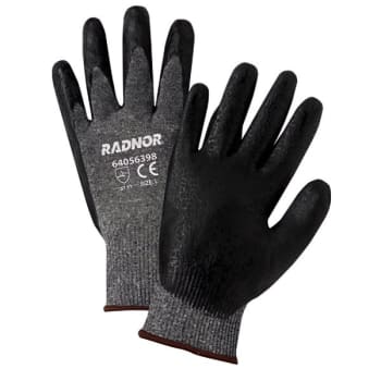 Radnor Medium Black Premium Foam Nitrile Palm Coated Glove W/ Knit Wrist, 4 Pair