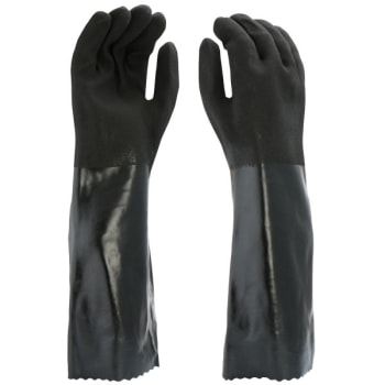 Radnor Large Black Pvc Chemical Resistant Glove With Sandpaper Grip 18", 4 Pair