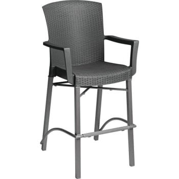 Grosfillex Havana Classic Barstool With Armrests Charcoal
