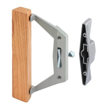 Gray Dcst Sliding Dr Handle W/ Wood Pull