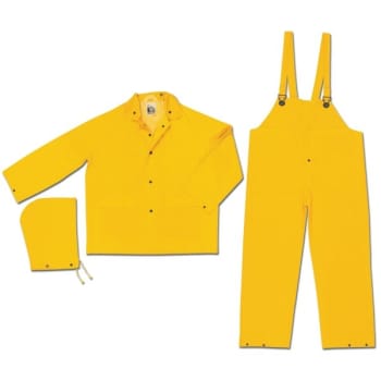 Radnor Large Yellow .35mm Polyester And PVC 3-Piece Rain Suit