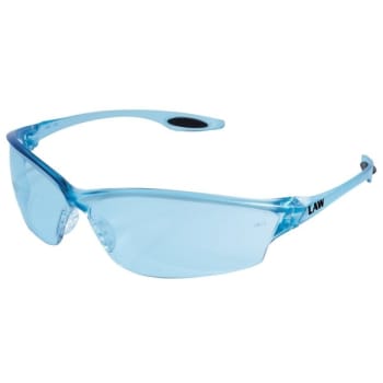 Crews Safety Products Law Light Blue Lens & Frame Safety Glasses, Package Of 4