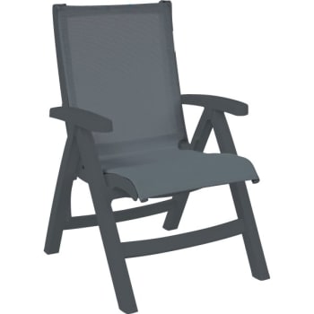 Grosfillex® Belize Midback Folding Sling Chair Gray, Charcoal Frame Package Of 2