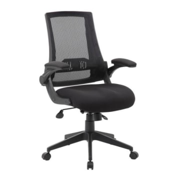 Boss Office Products Black Mesh Flip Arm Chair