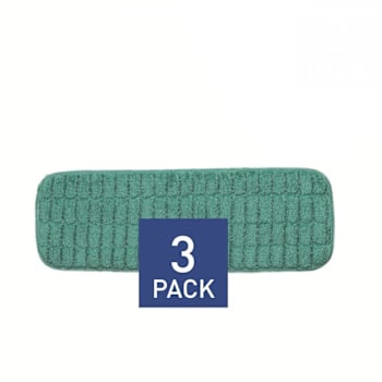 Renown 18 In. Microfiber Ribbed Wet Mop Pad, Green, Package Of 3