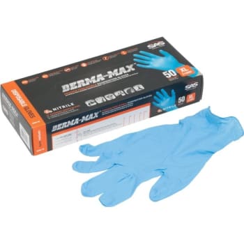 SAS Safety Corp® Derma-Max™ Disposable Nitrile Exam Gloves Medium Package Of 50