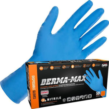 Sas Safety® Derma-Max Disposable Nitrile Exam Gloves X-Large Package Of 50