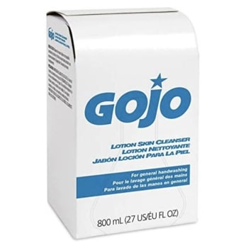 Gojo Lotion Soap Skin Cleanser, 800 mL Refill For 800 Series Bag-In-Box Soap Dispenser Case Of 12