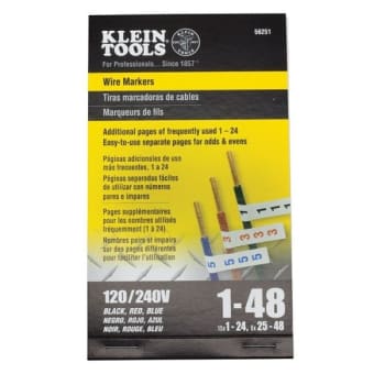 Image for Klein Tools 120/240 Volt 3-Phase 1-48 Wire Marker Book from HD Supply