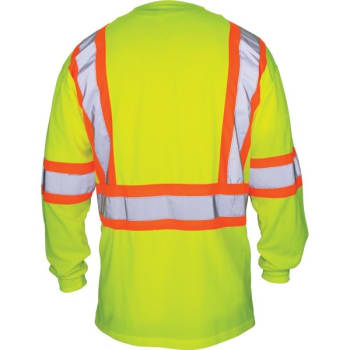 Sas Safety Corp.® Ansi Class 2 Long Sleeve T-Shirt, Yellow, Medium