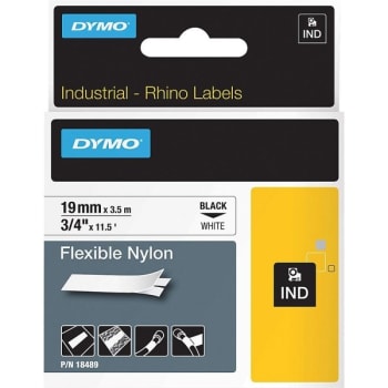 Image for Dymo® Rhino Black-On-White Flexible Nylon Label Tape 0.75" X 11.5' from HD Supply