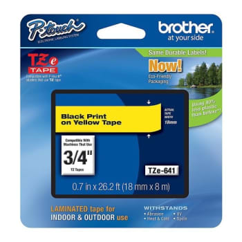 Image for Brother® Black-On-Yellow Laminated Label Tape 0.75" X 26.2' from HD Supply