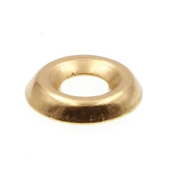 Finishing Washers, Countersunk, #6, Brass Plated Stl, Package Of 100