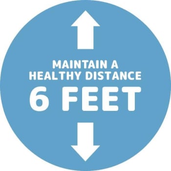 12 In Maintain 6 Feet Floor Decal (Blue) (10-Pack)