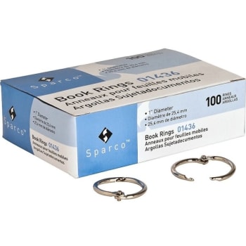 Image for Sparco™ Silver Nickel-plated Book Ring 1", Package Of 100 from HD Supply