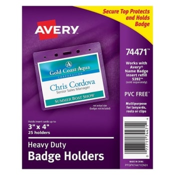 Image for Avery® Pre-punched Badge Holder 3" X 4" Pack Of 25 from HD Supply