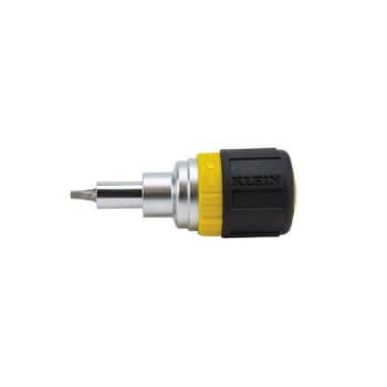 Klein Tools® 6-In-1 Ratcheting Stubby Screwdriver With Square Recess