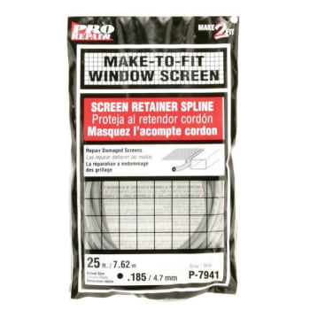 Image for Make 2 Fit 0.185in X 25 Ft. Roll Gray Vinyl Screen Spline from HD Supply
