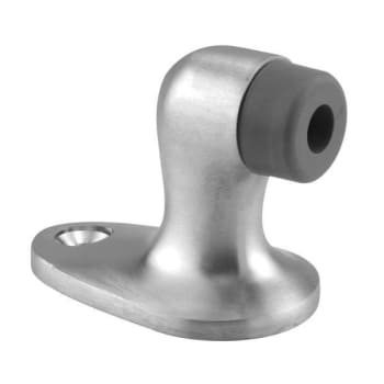 Image for Sentry Dr Stop 2in Height Cast Brass Brushed Chrm Gray Rubber Bumper from HD Supply