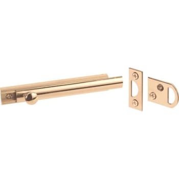 Image for Defender Sec Surface Bolt, 4in Flush Mt, Polished Brass from HD Supply