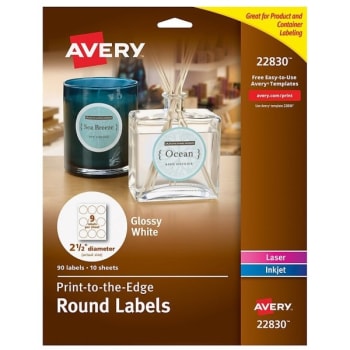 Image for Avery® White Round True Print Label 2-1/2" Dia Package Of 90 from HD Supply