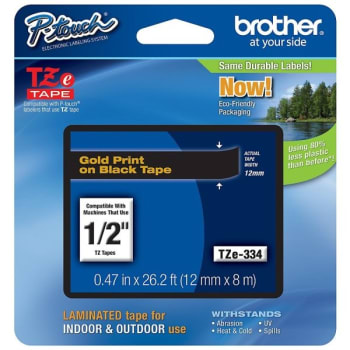 Image for Brother® P-Touch Gold-On-Black Standard Adhesive Laminated Label Tape 1/2" from HD Supply