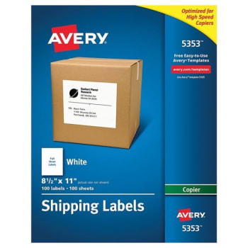 Image for Avery® White Copier Full-Sheet Label Box Of 100 from HD Supply