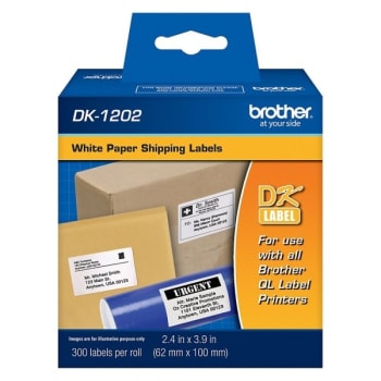 Image for Brother® White Die-Cut Shipping Label 2-2/5" x 3-9/10" Package Of 300 from HD Supply