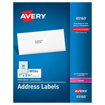 Image for Avery® White Address Label For Laser Printer 1" X 2-5/8" Box Of 7500 from HD Supply